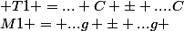 M1 = ...g \pm ...g ; T1 =... C \pm ....C