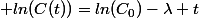  ln(C(t))=ln(C_0)-\lambda t
