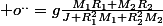  o^{..}=g\frac{M_{1}R_{1}+M_{2}R_{2}}{J+R^{2}_{1}M_{1}+R^{2}_{2}M_{2}}