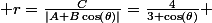  r=\frac{C}{|A+B\cos\left(\theta\right)|}=\frac{4}{3+\cos(\theta)} 
