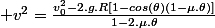  v^2=\frac{v_0^2-2.g.R[1-cos(\theta)(1-\mu.\theta)]}{1-2.\mu.\theta}