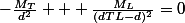 -\frac{M_T}{d^2} + \frac{M_L}{(dTL-d)^2}=0