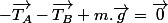 -\overrightarrow{T_{A}}-\overrightarrow{T_{B}}+m.\overrightarrow{g}=\overrightarrow{0}