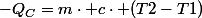 -Q_{C}=m\cdot c\cdot (T2-T1)