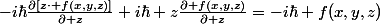 -i\hbar\frac{\partial\left[z\cdot f(x,y,z)\right]}{\partial z}+i\hbar z\frac{\partial f(x,y,z)}{\partial z}=-i\hbar f(x,y,z)
