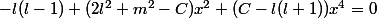-l(l-1)+(2l^{2}+m^{2}-C)x^{2}+(C-l(l+1))x^{4}=0