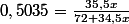 0,5035=\frac{35,5x}{72+34,5x}
