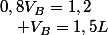 0,8V_{B}=1,2\quad;\quad V_{B}=1,5L