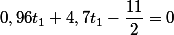 0,96t_{1}+4,7t_{1}-\dfrac{11}{2}=0