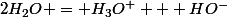 2H_2O = H_3O^+ + HO^-