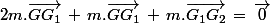 2m.\vec{GG_1}\,+\,m.\vec{GG_1}\,+\,m.\vec{G_1G_2}\,=\,\vec{0}