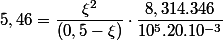 5,46=\dfrac{\xi^{2}}{\left(0,5-\xi\right)}\cdot\dfrac{8,314.346}{10^{5}.20.10^{-3}}