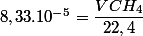 8,33.10^{-5}=\dfrac{VCH_{4}}{22,4}