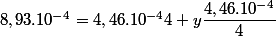 8,93.10^{-4}=4,46.10^{-4}4+y\dfrac{4,46.10^{-4}}{4}
