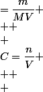 C=\dfrac{n}{V} \\  \\ &nbsp;&nbsp;&nbsp;&nbsp;=\dfrac{m}{MV} \\  \\ &nbsp;&nbsp;&nbsp;&nbsp;=\dfrac{40%\times m'}{MV} \\  \\ &nbsp;&nbsp;&nbsp;&nbsp;=\dfrac{2}{5M}\times\dfrac{m'}{V} \\  \\ &nbsp;&nbsp;&nbsp;&nbsp;=\dfrac{2\rho}{5M}