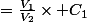 C_2&nbsp;&nbsp;=\frac{V_1}{V_2}\times C_1