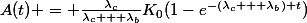 A(t) = \frac{\lambda_c}{\lambda_c + \lambda_b}K_0(1-e^{-(\lambda_c + \lambda_b) t})