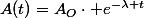 A(t)=A_{O}\cdot e^{-\lambda t}