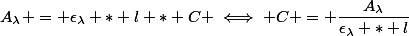 A_\lambda = \epsilon_\lambda * l * C \iff C = \dfrac{A_\lambda}{\epsilon_\lambda * l}