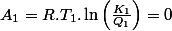 A_{1}=R.T_{1}.\ln\left(\frac{K_{1}}{Q_{1}}\right)=0