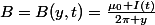 B=B(y,t)=\frac{\mu_0 I(t)}{2\pi y}