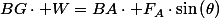 BG\cdot W=BA\cdot F_{A}\cdot\sin\left(\theta\right)
