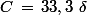 C\,=\,33,3\,\,\delta