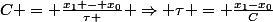C = \frac{x_1 - x_0}{\tau } \Rightarrow \tau = \frac{x_1-x_0}{C}