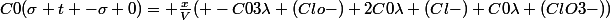 C0(\sigma t -\sigma 0)= \frac{x}{V}( -C03\lambda (Clo-)+2C0\lambda (Cl-)+C0\lambda (ClO3-))