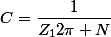 C=\dfrac{1}{Z_12\pi N}
