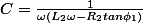C=\frac{1}{\omega(L_2\omega-R_2tan\phi_1)}