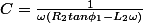 C=\frac{1}{\omega(R_2tan\phi_1-L_2\omega)}
