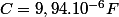 C=9,94.10^{-6}F