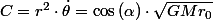 C=r^{2}\cdot\dot{\theta}=\cos\left(\alpha\right)\cdot\sqrt{GMr_{0}}