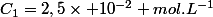 C_{1}=2,5\times 10^{-2} mol.L^{-1}