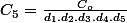 C_{5}=\frac{C_{o}}{d_{1}.d_{2}.d_{3}.d_{4}.d_{5}}