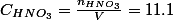 C_{HNO_3}=\frac{n_{HNO_3}}{V}=11.1