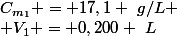 C_{m_1} = 17,1 ~g/L
 \\ V_1 = 0,200 ~L