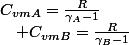 C_{vmA}=\frac{R}{\gamma_{A}-1}\quad;\quad C_{vmB}=\frac{R}{\gamma_{B}-1}
