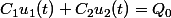 C_1u_1(t)+C_2u_2(t)=Q_0