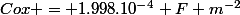 Cox = 1.998.10^{-4} F m^{-2}