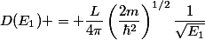 D(E_1) = \dfrac{L}{4\pi}\left(\dfrac{2m}{\hbar^2}\right)^{1/2}\dfrac{1}{\sqrt{E_1}}