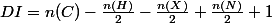 DI=n(C)-\frac{n(H)}{2}-\frac{n(X)}{2}+\frac{n(N)}{2}+1