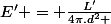 E' = \frac{L'}{4\pi.d^{2} }