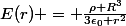 E(r) = \frac{\rho R^3}{3\epsilon_0 r^2}