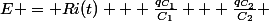 E = Ri(t) + \frac{q_{C_1}}{C_1} + \frac{q_{C_2}}{C_2} 