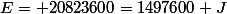 E= 20823600=1497600 J