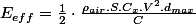 E_{eff}=\frac{1}{2}\cdot\frac{\rho_{air}.S.C_{x}.V^{2}.d_{max}}{C}