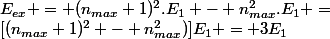 E_{ex} = (n_{max}+1)^2.E_1 - n_{max}^2.E_1 =&nbsp;&nbsp;[(n_{max}+1)^2 - n_{max}^2)]E_1 = 3E_1