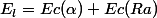 E_{l}=Ec(\alpha)+Ec(Ra)
